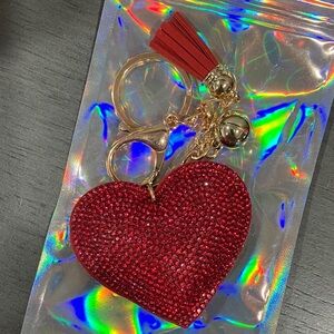 Red Heart Keychain/Bag Charm with Tassel